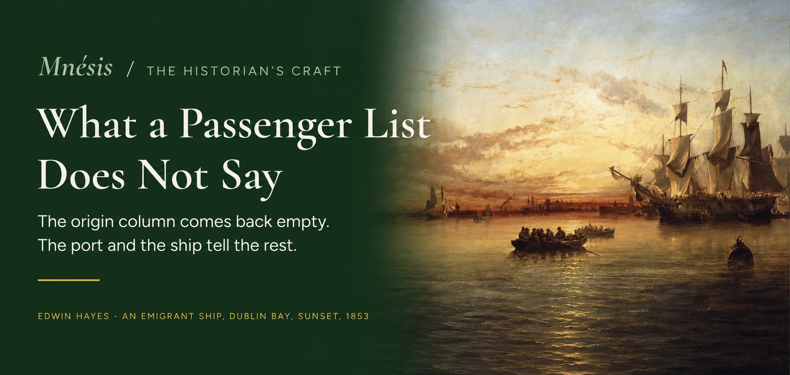 What a Passenger List Does Not Say · The Historian’s Craft, Mnésis