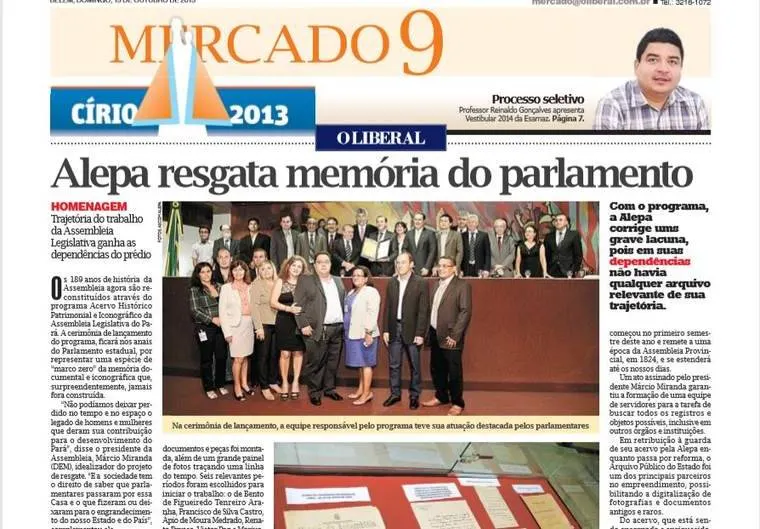 Página do jornal O Liberal: Alepa resgata memória do parlamento
